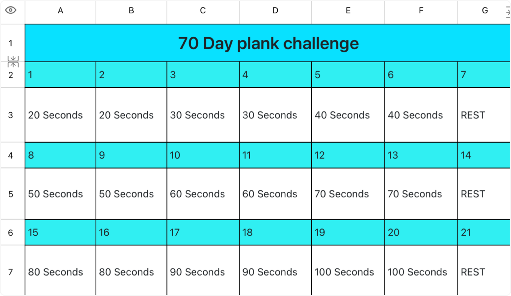 70 day plank challenge